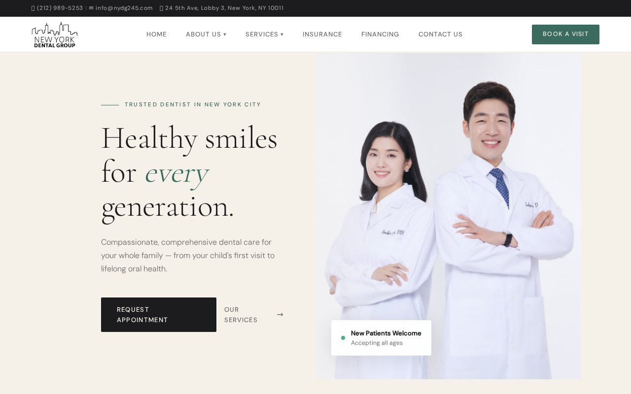 New York Dental Group: the website Dental Space built, New York, NY