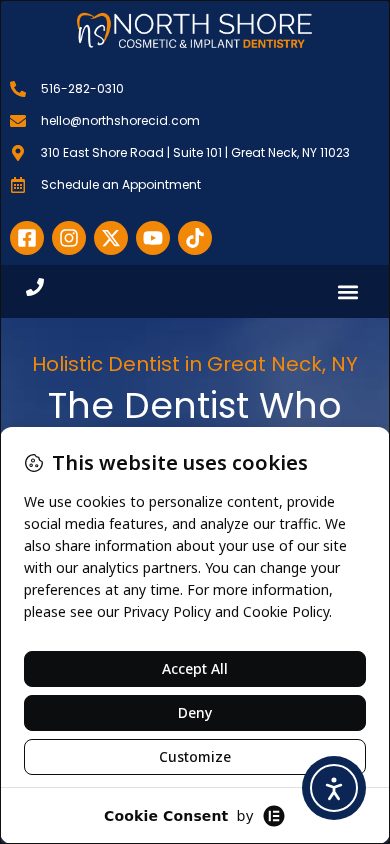North Shore Cosmetic and Implant Dentistry on a phone