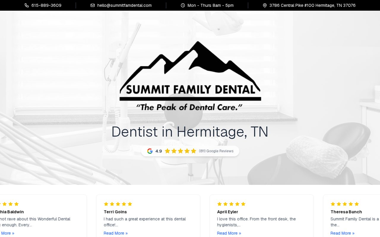 Summit Family Dental: the website Dental Space built, Hermitage, TN