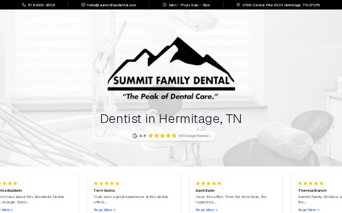 Summit Family Dental: the website Dental Space built, Hermitage, TN